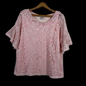 Christopher & Banks Womens Top Size XL Lace Overlay Valentines Fairy Coquette